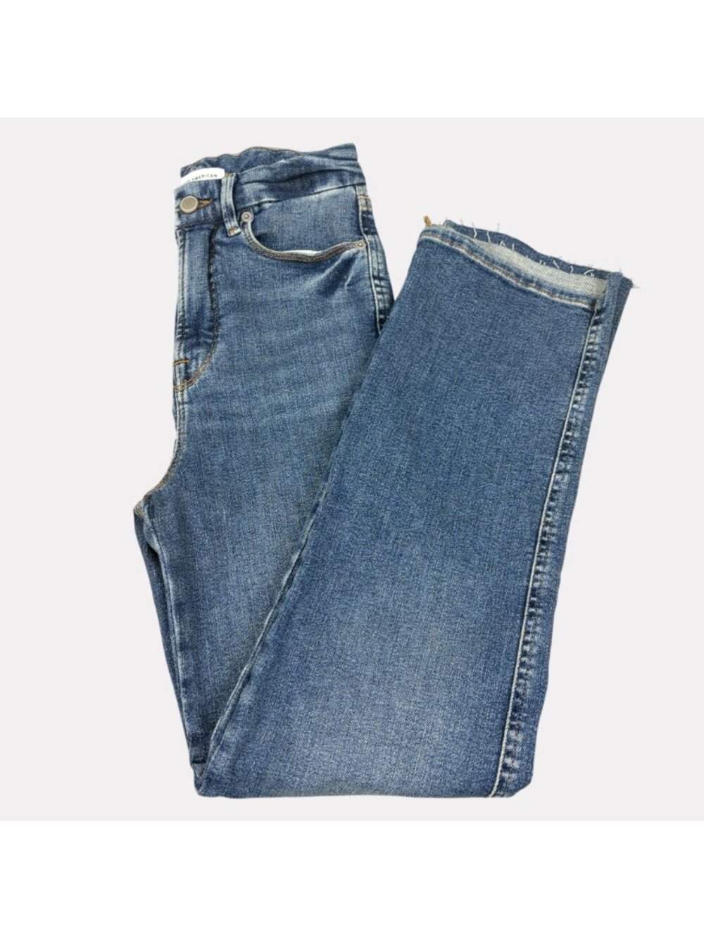 Good American Good Curve Step Hem Straight Leg Jeans Womens 2/26 Indigo Blue - Picture 11 of 11